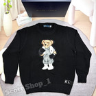 Polo Ralph Lauren Polo Bear Knit Sweater Black Crewneck Cotton Women s S W  Box