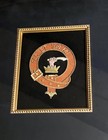 Vintage Scottish Clan Crest Coat Of Arms Bullion Embroidery Framed Heraldry Art