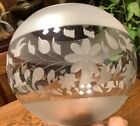 Antique Acid Etched Glass Globe Astral Oil Banquet Lamp Shade 2 3 8    Fitter