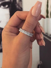 1pc Women s Silver Tone Princess Cut Cz Eternity Band Wedding Engagement Ring