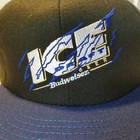 Budweiser Ice Draft Beer Hat Cap Black Blue Flat Brim Adjustment Snap Back Nos