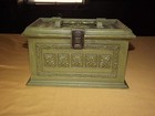 Vintage Max Klein Green Ornate Plastic Sewing Keepsake Box