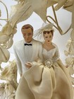Vintage 1950s 1960s Wedding Cake Topper 8  Bride And Groom Ivory Anniversary
