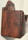 Antique Hand Carved Wooden Wall Pocket Mail Holder Folk Art Rustic Cottage Core