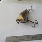 Fishing Lure Bite-em-bait Co   2    Vintage Wood Minnow Gold   Red Tail