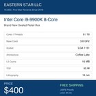 Intel Core I9-9900k 8-core 5 0ghz Lga1151 Coffee Lake New Sealed Last One