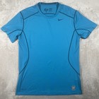 Nike Pro Combat Fitted Dri-fit Mens Large Blue Compression Training Shirt