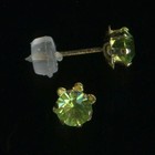 New 14k Solid Yellow Gold 5mm Round Green Crystal Cz Solitaire Stud Earrings Mx