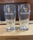 Set Of Two  2  Guinness Beer 20 Oz Clear Pint Glasses W  Raised Harp Logo