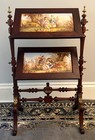 Rare Antique French Empire Mahogany Hand-painted Porcelain Fire Screen-a Beauty 