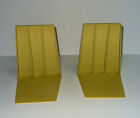 Nos Demco A Line Mustard Yellow Bookend Book Ends Mcm Retro Molded Plastic Set 2