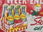 Vintage 1958 Original  switch To Squirt  Soda Paper Litho Sign - Rare 34 x12 
