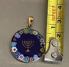 Rare Vintage Amv Millefiori Judaica Menorah Sterling Silver 925 Pendant