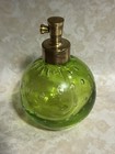 Wales Art Deco Japan Green Hand Blown Controlled Bubble Glass Perfume Bottle