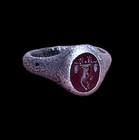 Superb Heavy Ancient Roman Silver Intaglio Ring  Cornucopia - 2nd Century Ad
