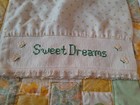 Vtg Crib Quilt Set Yellow Floral Hand Stitched W  Emboidered Pillowcase Nursery