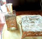 Vintage 3 Piece Gold Gilt  Filigree  Ormolu Vanity Set 2 Perfume 1 Jar 50 s 60 s