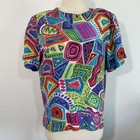 Vtg Silktime Top Womens M Silk Psychedelic Abstract Artsy Maximalist 90s