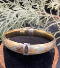 Vintage Sterling And 10kt G f  Embossed Leaves  Hinged Bangle Bracelet By Al