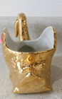 Vtg Bel-terr China Usa 22 Kt  Gold 1950 s Weeping Gold Swan Planter Candy Dish