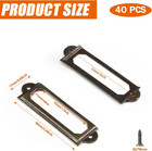 40pcs Antique Metal Label Holders Library File Drawer Tag Vintage Office Card Fr