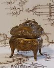 Vintage Antique Victorian Gold Tone Casket Jewelery Trinket Box Art Nouveau