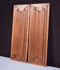 Antique Pair Of French Gothic Revival Panels In Solid Oak W linen Fold Carvings