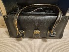 Vintage Ch Ellis Doctors Bag Medical W  Tag And Instruments Dark Leather