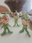 Set Of 3 Vintage 1950 S Era Christmas Pixie elf Made In Japan Green Shelf Sitter