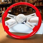 Steering Wheel   Hub Kit  18  Dual Classic Red Wood Smooth Horn  freightliner 