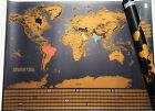 New Big Scratch Off World Map Travel Tracker   Outlined Us States  Country Flags