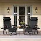 2pcs Zero Gravity Recliner Chair Foldable Outdoor Patio Lounge With Cupholder
