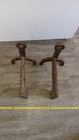 Vintage Cast Iron Fireplace Fire Pit Log Holders  Heavy  Pair 