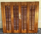 28  Tall X 32  Wide Salvaged Wood Interior Louver Plantation Window Shutters Vtg