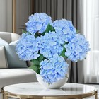 Artificial Hydrangea Flowers 6pcs Blue Silk Fake Flowers With Stems For Home