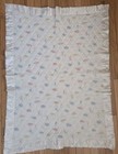 Vintage Dacron Baby Blanket Quilted Satin Trim Babies On Flowers 50s Soft 