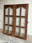 Old Vintage Handmade Unique Solid Teak Wooden And Glass English Window Doors 