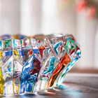 Colorful Vintage Cigar Ashtray Cut Crystal Glass Tobacciana Heavy Cut Art Round