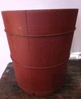 Early Primitive Double Ended Wooden Dry Measure Original Old Red Paint Bucket