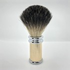 Shaving Brush - 20mm Black Badger Hair Knot - Golden  Diamond Pattern Handle