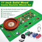 Roulette Wheel Game Set Include 11   Solid Wood Roulette Wheel 35 X 16 Rubber Po