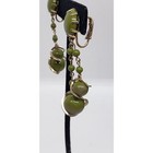 Vintage Green Earring Lucite Plastic Gold Atomic Swirl Mcm Mid Century 50s Clip