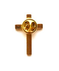 Gold Tone   Black Enamel Cross Lapel Pin