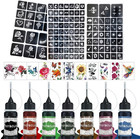 4pcs Temporary Tattoo Ink Gel Kit With 3 Stickers Body Art Makeup Set - New