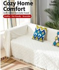 Tasseled Knit Sofa Throw Blanket Khaki Geometric Pattern For Couch Bed Decor