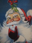 Unused 1940s Vintage Greeting Card Norcross Christmas Santa Under Mistletoe