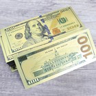 Lot 100 Pcs New  100 Us Dollar Color Gold Banknotes Notes Money Plastic Crafts