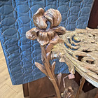 Antique Art Nouveau 2-tier Brass Iris Plant Stand 27 12
