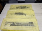 Original Hand Drawn Architectural Elevations On Yellow Paper  set Of 3 
