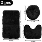3pcs Plain Bathroom Bath Mat Contour Rug Set With Toilet Lid Cover Soft Non-slip